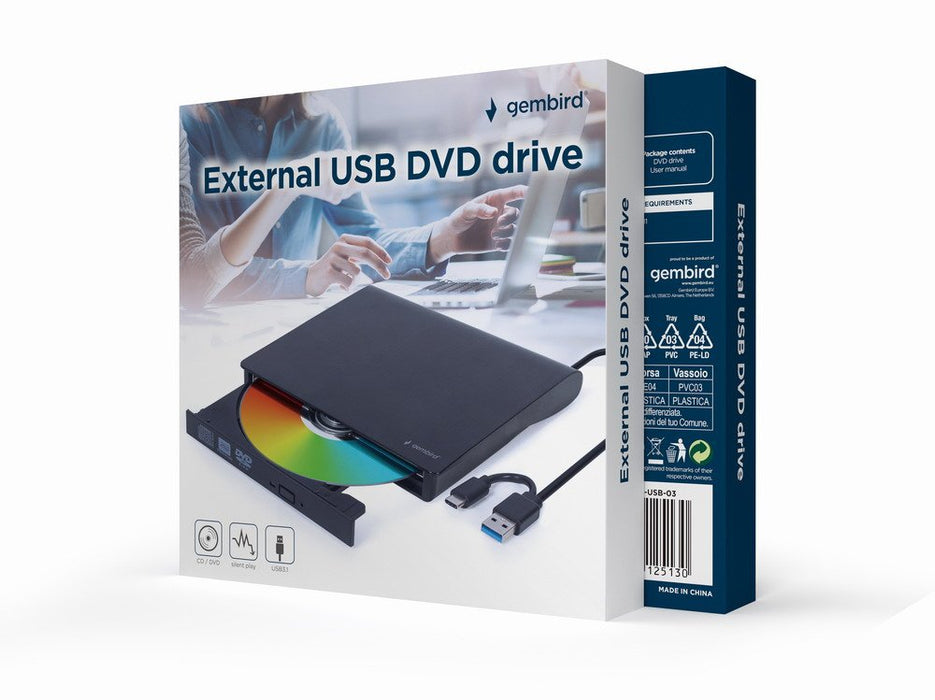 EAN 8716309125130 - Gembird DVD-USB-03 unidad de disco óptico DVD±RW Negro imagen 1