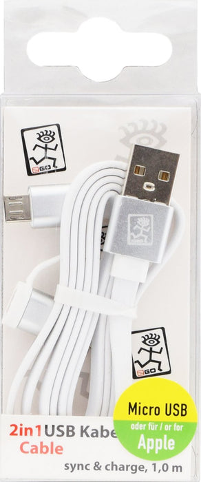 EAN 4010425956376 - 2GO 795637 cable USB 1 m USB A Micro-USB B/Lightning Blanco imagen 2