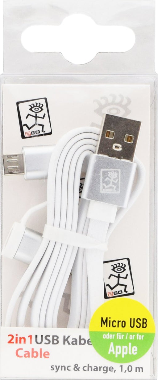 EAN 4010425956376 - 2GO 795637 cable USB 1 m USB A Micro-USB B/Lightning Blanco imagen 2