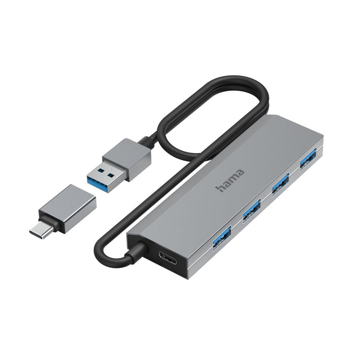 EAN 4047443491855 - Hama 00200138 hub de interfaz USB 3.2 Gen 1 (3.1 Gen 1) Type-A + Type-C 5000 Mbit/s Antracita, Gris imagen 1