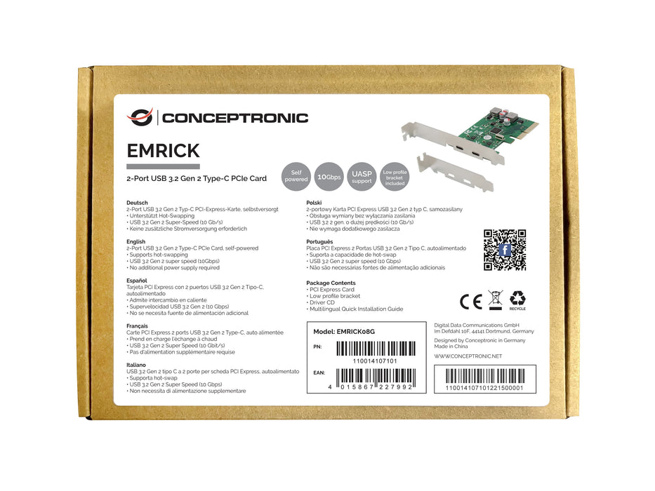 EAN 4015867227992 - Conceptronic EMRICK08G tarjeta y adaptador de interfaz Interno USB 3.2 Gen 2 (3.1 Gen 2) imagen 2