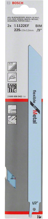 EAN 3165140093446 - Bosch S 1122 EF Hoja de sierra de vaivén Bimetálico 2 pieza(s) imagen 2