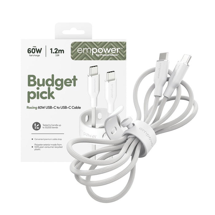 EAN 5715685027628 - PanzerGlass empower by ® Racing 60W USB-C to USB-C Cable | USB 2.0 | 1.2M | Silver White cable USB Blanco imagen 5