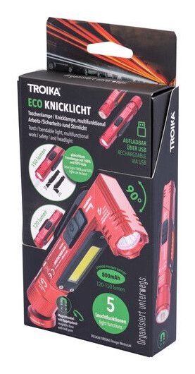 EAN 4024023202438 - TROIKA ECO KNICKLICHT Rojo Linterna de mano + Linterna frontal COB LED imagen 5