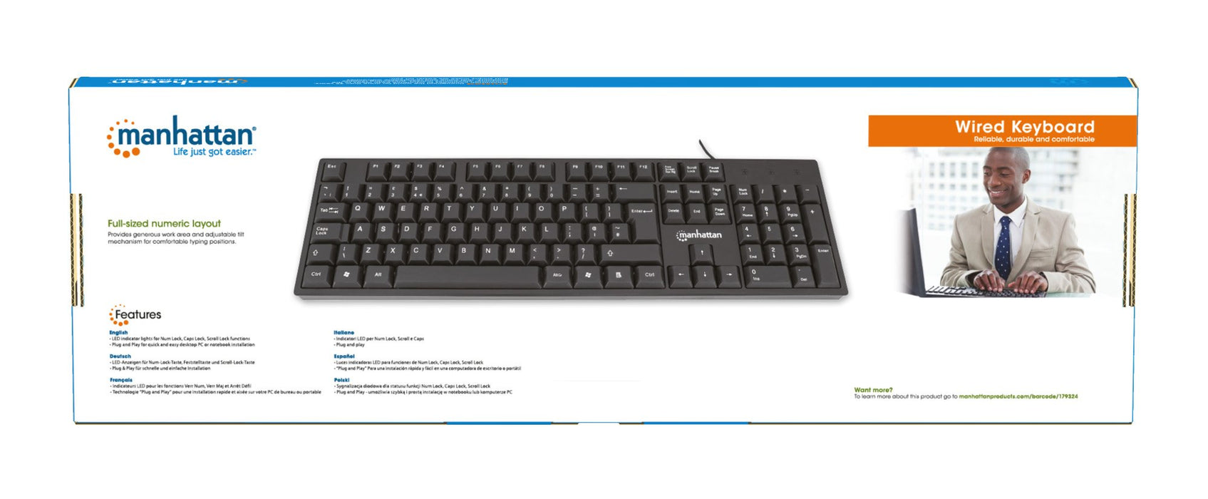 EAN 0766623179324 - Manhattan 179324 teclado Oficina USB QWERTY Inglés Negro imagen 10