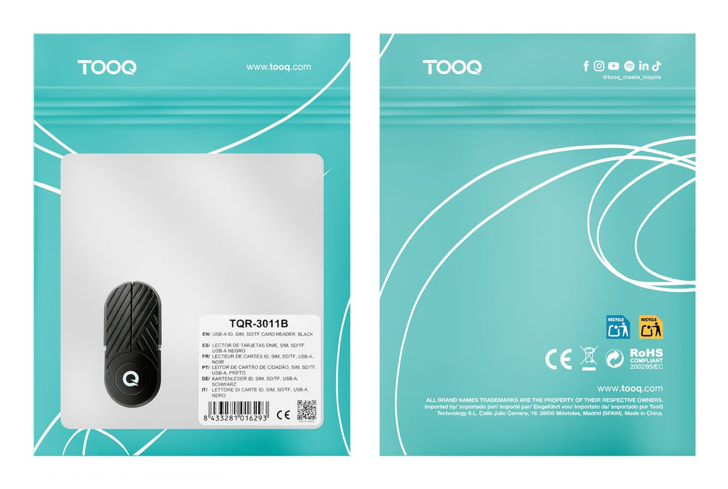 EAN 8433281016293 - TooQ TQR-3011B lector de tarjeta inteligente USB Tipo C imagen 7
