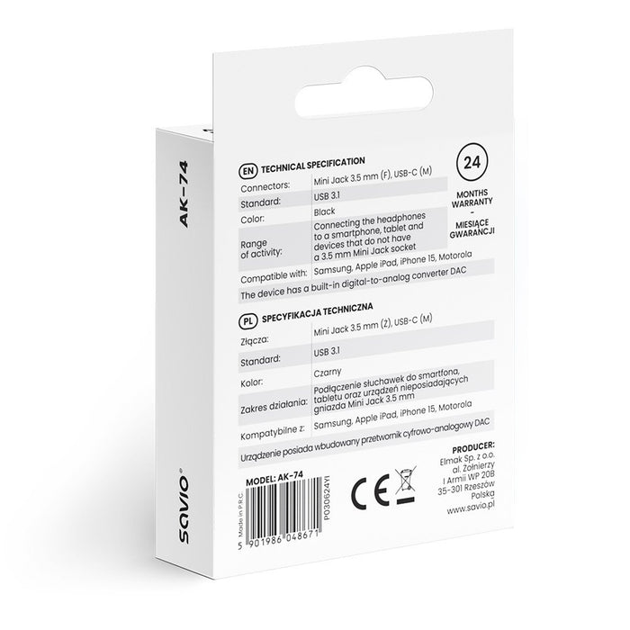 EAN 5901986048671 - Savio AK-74 adaptador e inversor de corriente Interior / exterior Negro imagen 3