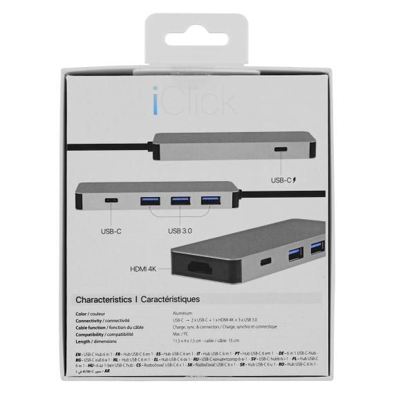 EAN 3303170099414 - T'nB HUBALU6 base para portátil y replicador de puertos USB 3.2 Gen 1 (3.1 Gen 1) Type-C Gris imagen 10