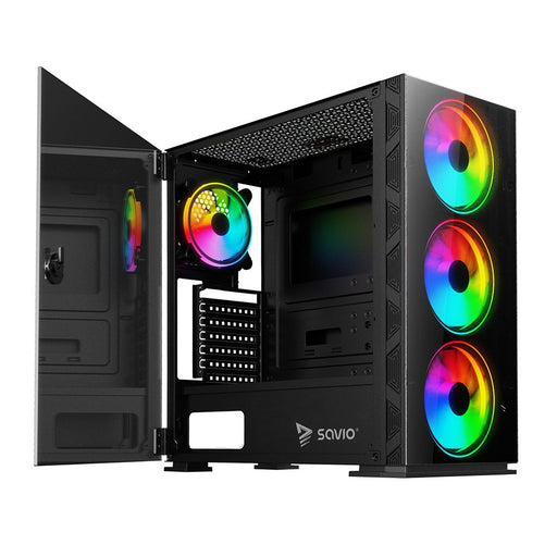 EAN 5901986046318 - Savio PC Case Prime X1 ARGB Glass Black Midi Tower Negro imagen 2