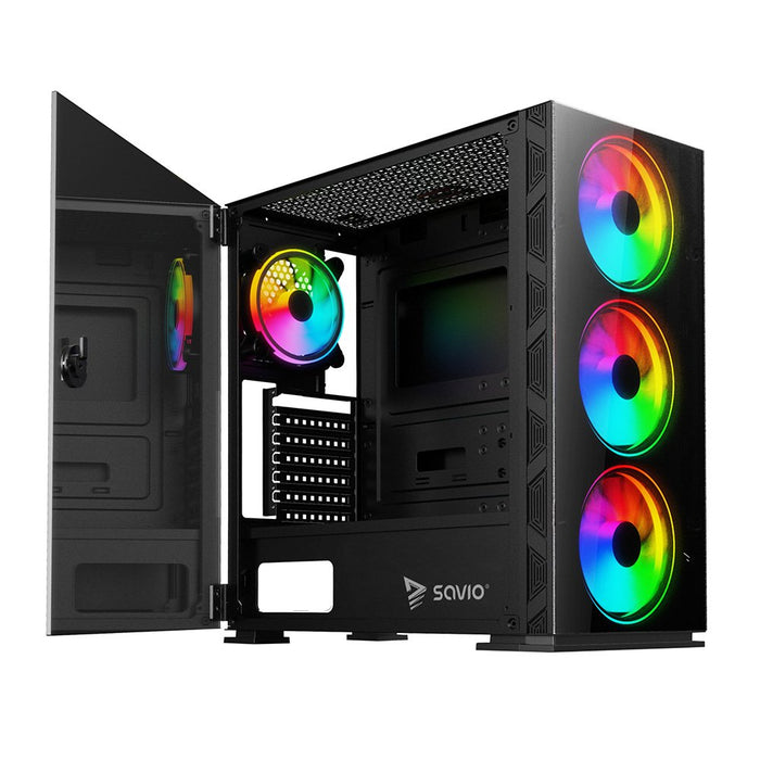 EAN 5901986046318 - Savio PC Case Prime X1 ARGB Glass Black Midi Tower Negro imagen 2