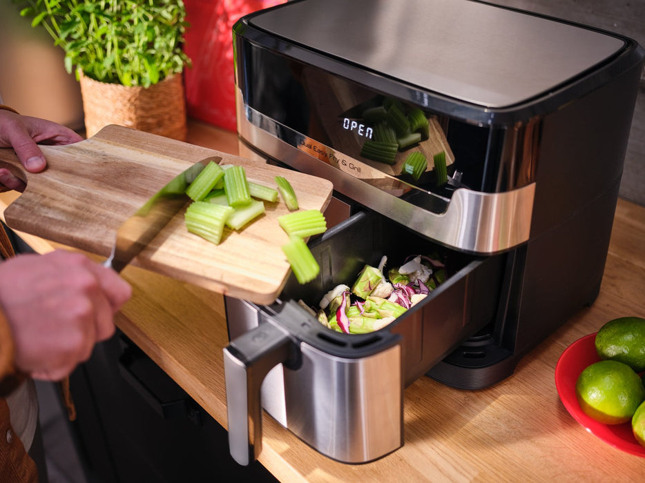 EAN 3045380024236 - Tefal Dual Easy Fry & Grill EY905D Doble 8,3 L Independiente 2700 W Freidora de aire caliente Acero inoxi imagen 7