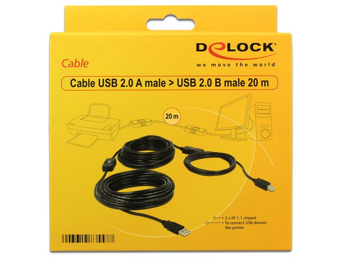 EAN 4043619835577 - DeLOCK 20m, USB2.0-A - USB2.0-B cable USB USB A USB B Negro imagen 2