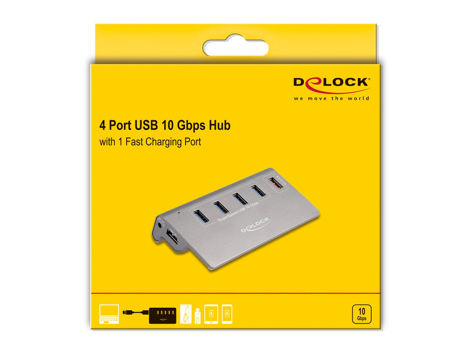 EAN 4043619641826 - DeLOCK 64182 hub de interfaz USB 3.2 Gen 2 (3.1 Gen 2) Type-A 10 Mbit/s Gris imagen 5