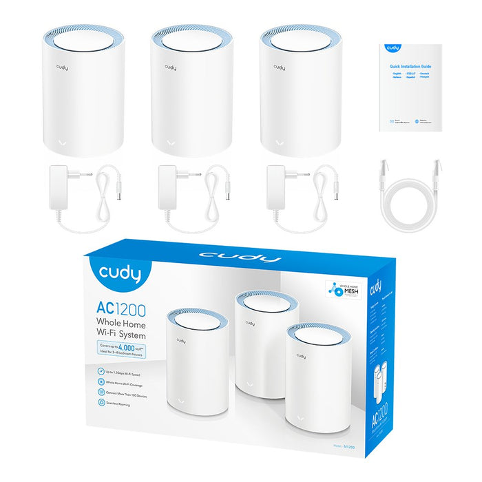EAN 6971690792770 - Cudy M1200 3-PACK sistema Wi-Fi Mesh (Wi-Fi en malla) Doble banda (2,4 GHz / 5 GHz) Wi-Fi 5 (802.11ac) Bl imagen 4