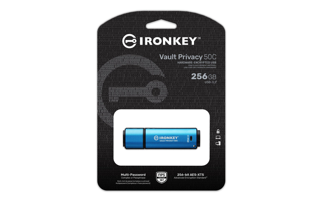 EAN 740617330175 - Kingston Technology IronKey Vault Privacy 50 unidad flash USB USB Tipo C 3.2 Gen 1 (3.1 Gen 1) Negro, Azul imagen 3