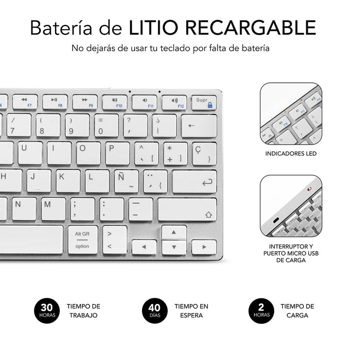 EAN 8436586740078 - SUBBLIM SUB-KB-3ADC200 teclado Universal QWERTY Español Plata, Blanco imagen 4