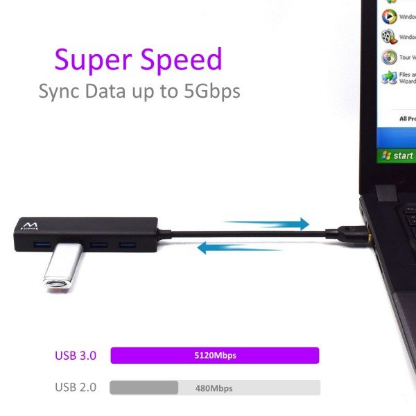 EAN 8054392613012 - Ewent EW1136 hub de interfaz USB 3.2 Gen 1 (3.1 Gen 1) Type-A 480 Mbit/s Negro imagen 3