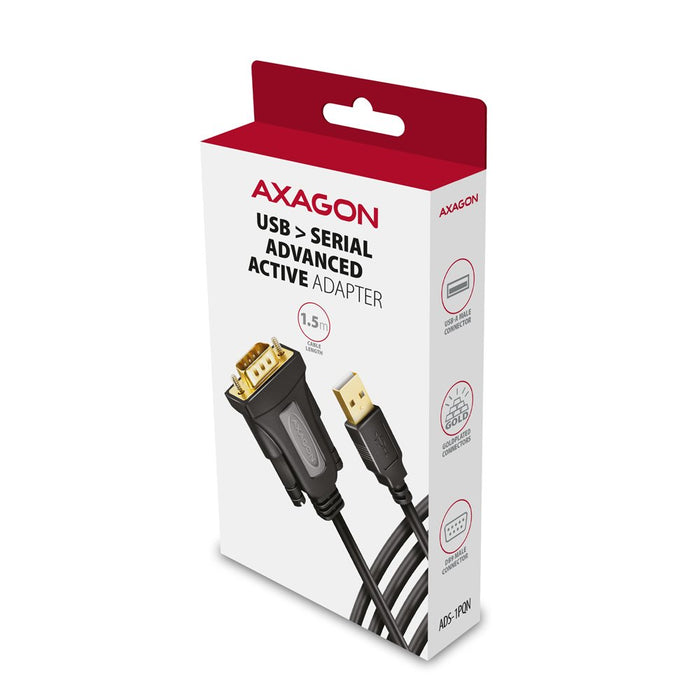EAN 8595247907622 - Axagon ADS-1PQN USB-A 2.0 - serial RS-232 DB9-M FTDI adapter cable 1.5m - Adapter - Digital/Daten cable d imagen 7