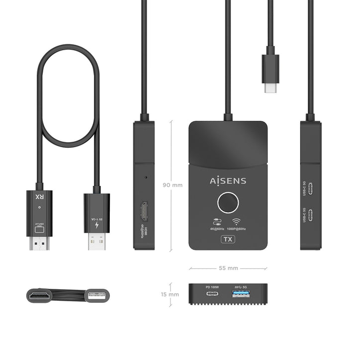EAN 8435739903292 - AISENS ASWL-H2KDC30M05-BK base para portátil y replicador de puertos Inalámbrico y alámbrico USB 3.2 Gen  imagen 4