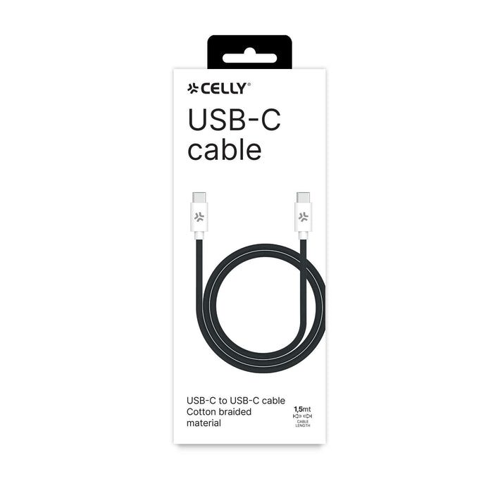 EAN 8021735207672 - Celly USBCUSBCCOTTBK cable USB 1,5 m USB C Negro, Blanco imagen 3
