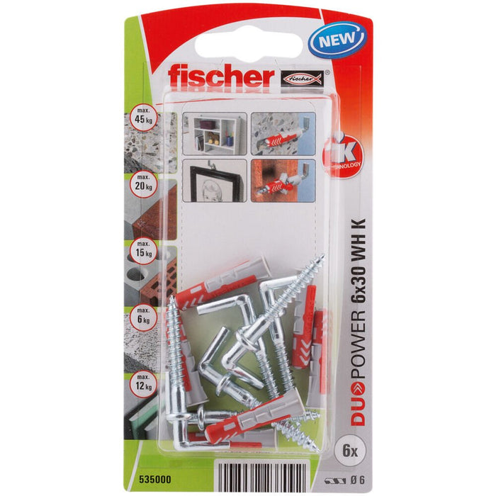 EAN 4048962237092 - Fischer 535000 tornillo de anclaje y taco 6 pieza(s) Juego de enchufes de pared y tornillos 30 mm imagen 1