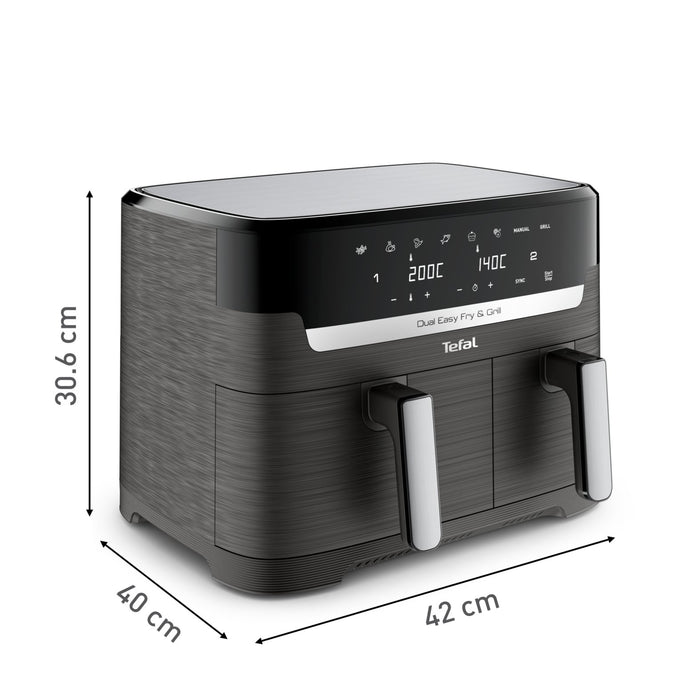 EAN 3045380024243 - Tefal Dual Easy Fry & Grill EY905B Doble 8,3 L Independiente 2700 W Freidora de aire caliente Gris imagen 13