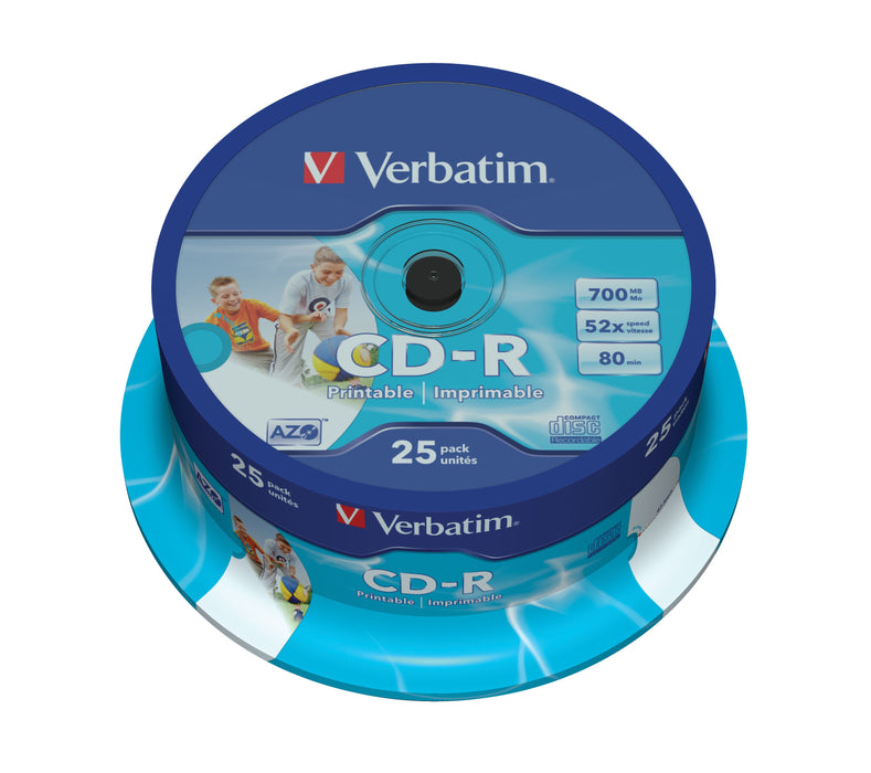 EAN 0023942434399 - Verbatim CD-R AZO Wide Inkjet Printable 700 MB 52x 25 pieza(s) imagen 1