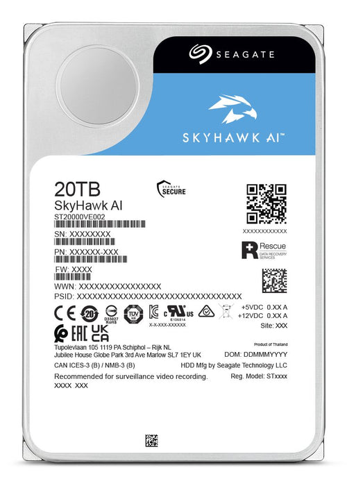 EAN 8719706441339 - Seagate SkyHawk AI HDD 20T 512MB 7.2K 3.5 SATA6G disco duro interno 20 GB imagen 4