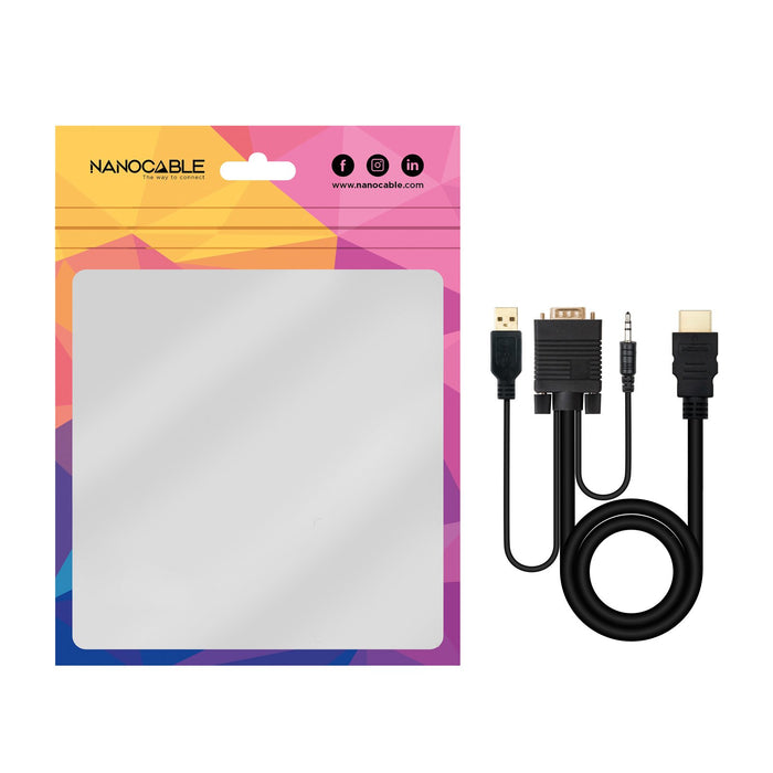 EAN 8433281013834 - Nanocable 10.15.4350 adaptador de cable de vídeo 1,8 m HDMI tipo A (Estándar) VGA (D-Sub) + 3.5mm + USB T imagen 5