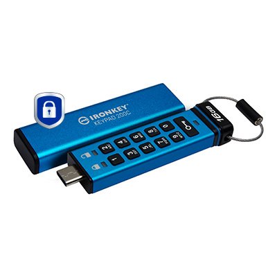 EAN 0740617336641 - Kingston Technology IronKey Keypad 200 unidad flash USB USB Tipo C 3.2 Gen 1 (3.1 Gen 1) Azul imagen 2