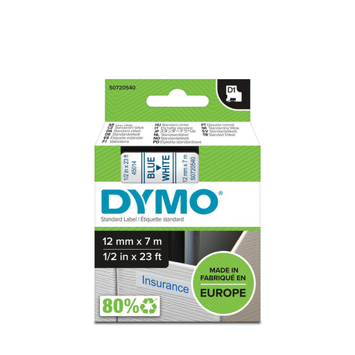 EAN 5411313450140 - DYMO D1 Standard - Blue on White - 12mm cinta para impresora de etiquetas imagen 2