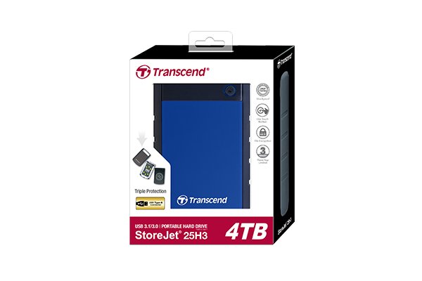 EAN 0760557840596 - Transcend StoreJet 25H3 disco duro externo 4 TB 5400 RPM 2.5" USB 3.2 Gen 1 (3.1 Gen 1) Azul, Marina imagen 3