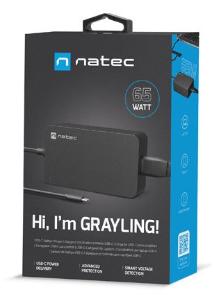 EAN 5901969439014 - NATEC LAPTOP CHARGER GRAYLING USB-C 65W adaptador e inversor de corriente Interior Negro imagen 6