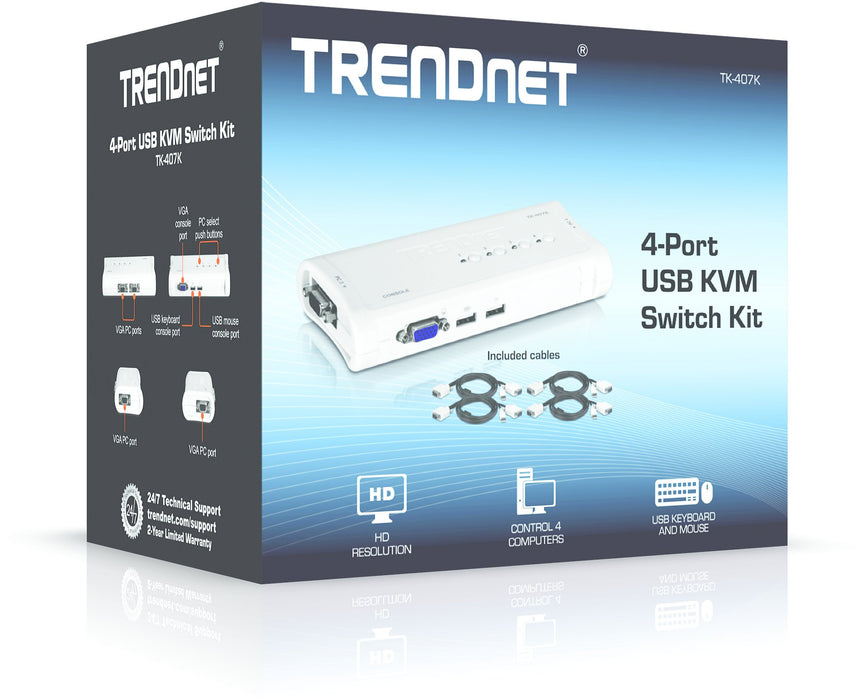 EAN 0635145509479 - Trendnet TK-407K interruptor KVM Azul imagen 6