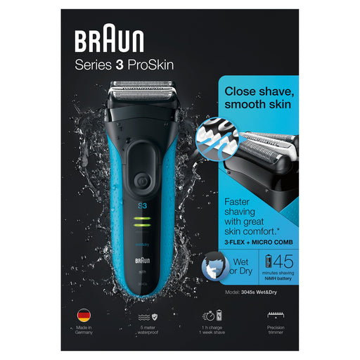 EAN 4210201131694 - Braun Series 3 ProSkin 3045s Máquina de afeitar de láminas Recortadora Negro, Azul imagen 1