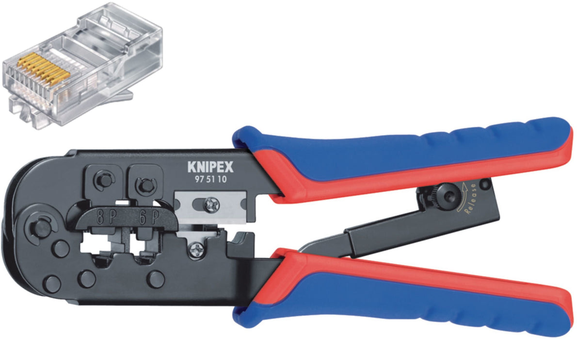 EAN 4003773044390 - Knipex 97 51 10 SB crimpadora Herramienta para prensar Negro, Azul, Rojo imagen 1