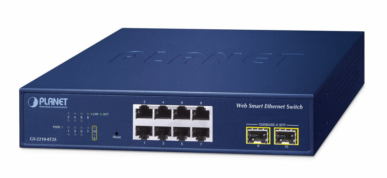 EAN 4711605287753 - PLANET 8-Port 10/100/1000T + 2-Port Gestionado L2 Gigabit Ethernet (10/100/1000) Azul imagen 1