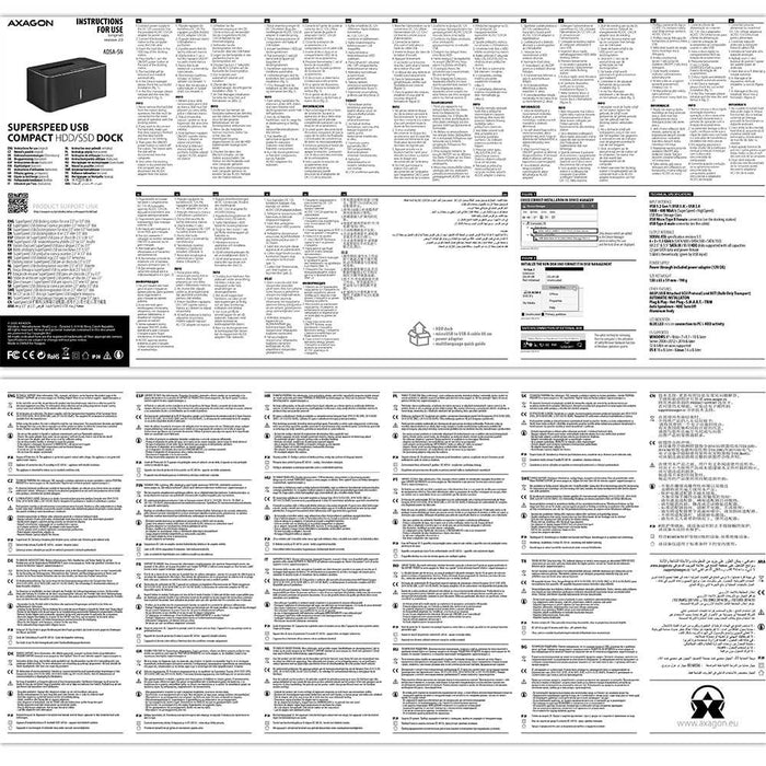 EAN 8595247905383 - Axagon ADSA-SN base de conexión para disco duro USB 3.2 Gen 1 (3.1 Gen 1) Type-A Negro imagen 13