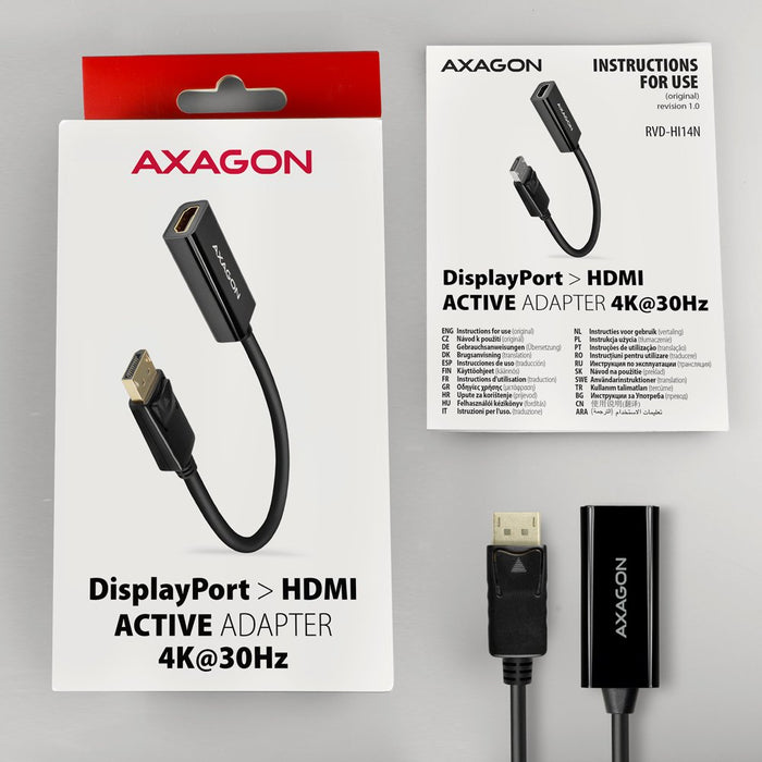 EAN 8595247906052 - Axagon RVD-HI14N adaptador de cable de vídeo 0,18 m DisplayPort HDMI Negro imagen 6
