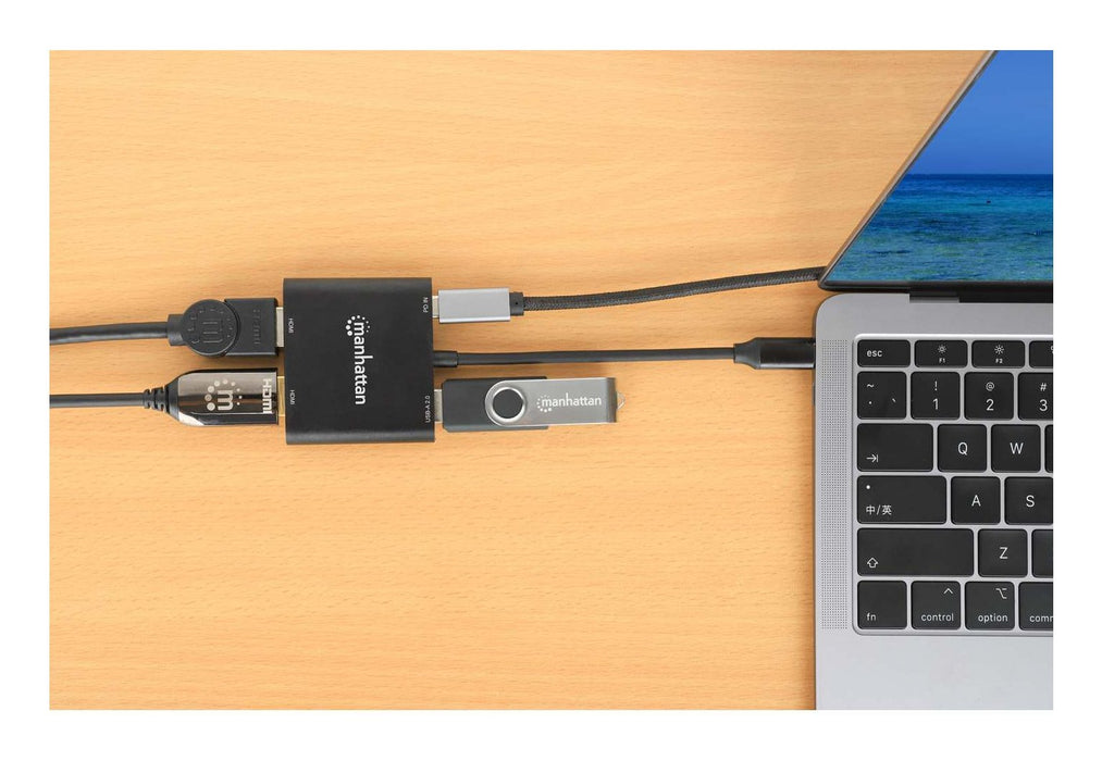 EAN 766623154321 - Manhattan 154321 adaptador de cable de vídeo 0,15 m USB Tipo C 2 x HDMI Negro imagen 7