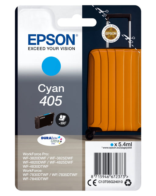 EAN 8715946672373 - Epson Cyan 405 DURABrite Ultra Ink cartucho de tinta 1 pieza(s) Original Rendimiento estándar Cian imagen 1