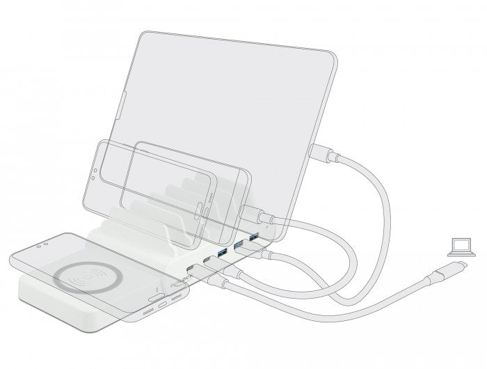 EAN 4043619414505 - DeLOCK USB and Wireless Charger 2 x USB Type-C PD + 3 x USB Type-A with 110 W Independiente Blanco imagen 4