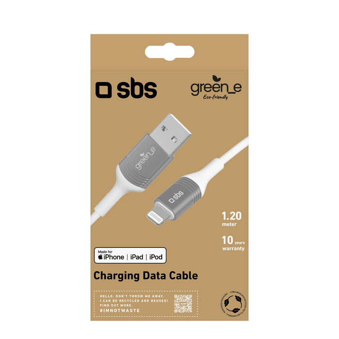 EAN 8018417415142 - SBS GRECABLEUSBIP589W cable de conector Lightning 1,2 m Plata, Blanco imagen 4
