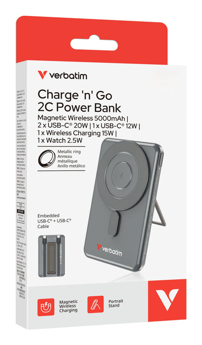 EAN 23942322511 - Verbatim 32251 batería externa 5000 mAh Cargador inalámbrico Gris imagen 4