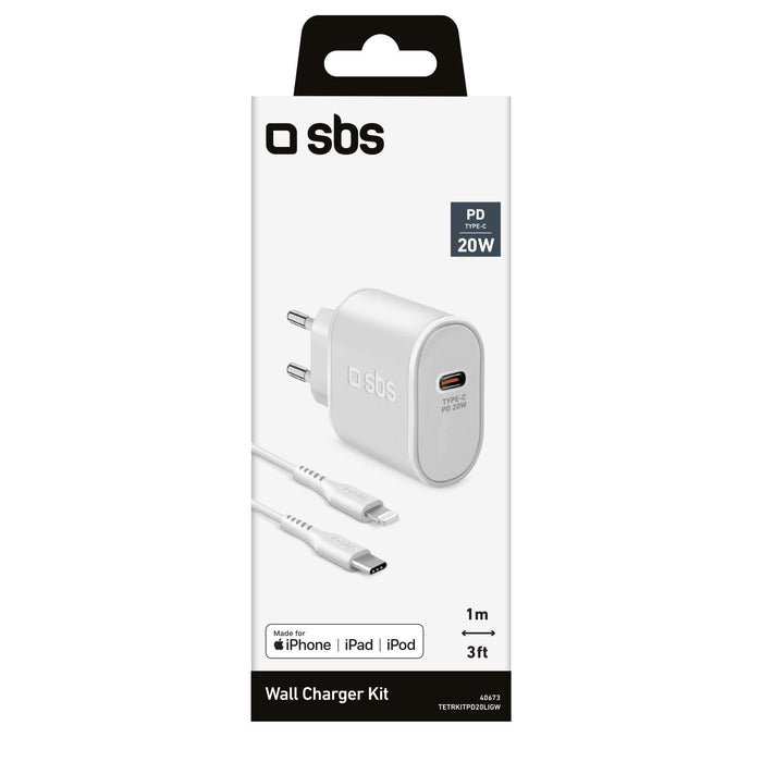 EAN 8018417340673 - SBS TETRKITPD20LIGW cargador de dispositivo móvil Smartphone Blanco Corriente alterna Carga rápida Interi imagen 2
