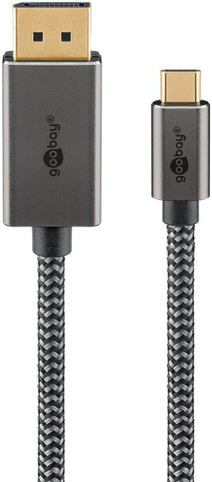 EAN 4040849757082 - Goobay 75708 adaptador de cable de vídeo 2 m USB Tipo C DisplayPort Negro, Plata imagen 1