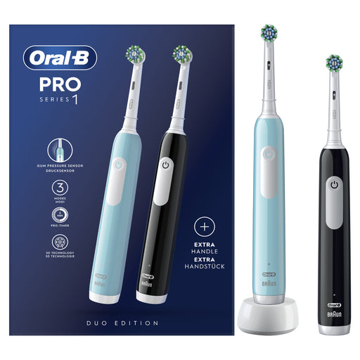 EAN 8001090915016 - Oral-B Pro 1 PRO1CRSDUO cepillo eléctrico para dientes Adulto Cepillo dental oscilante Negro, Turquesa, B imagen 2