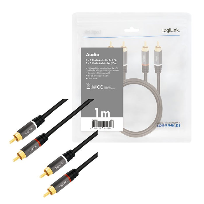 EAN 4052792052398 - LogiLink CA1202 cable de audio 1 m 2 x RCA Negro imagen 5