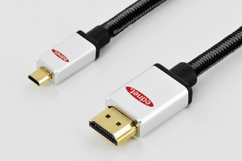 EAN 4054007844897 - Ednet 84489 cable HDMI 2 m HDMI tipo D (Micro) HDMI tipo A (Estándar) Negro, Plata imagen 3