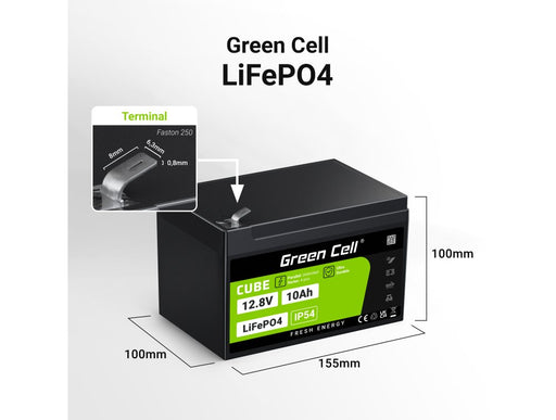 EAN 5904326374898 - Green Cell LFPGC12V10AH batería para sistema ups Fosfato de hierro-litio (LiFePo4) 12,8 V 10 Ah imagen 2